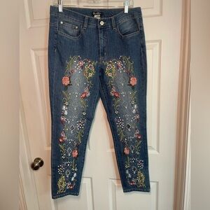 Venus embellished floral embroidered jeans